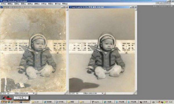 修复宝宝老图片的划痕和斑点