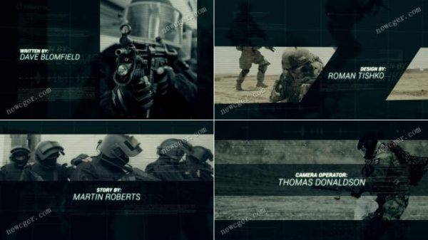 军事或战争主题的电影标题预告片AE模板